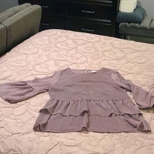 Burgundy stripped work blouse